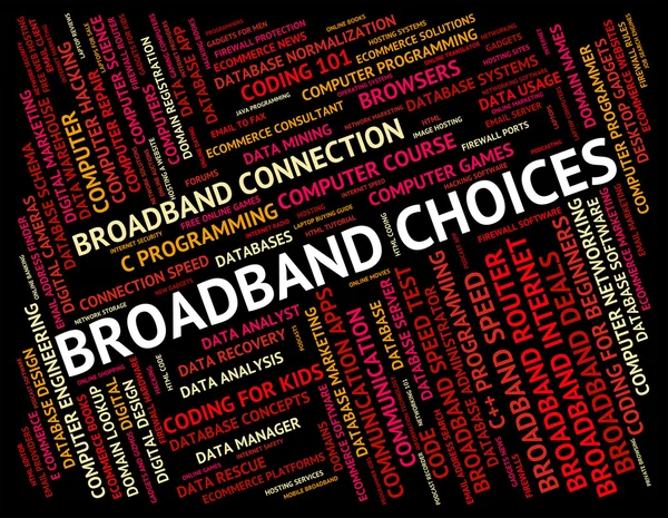 Broadband Choices Means World Wide Web And Alternative — Stock Photo, Image