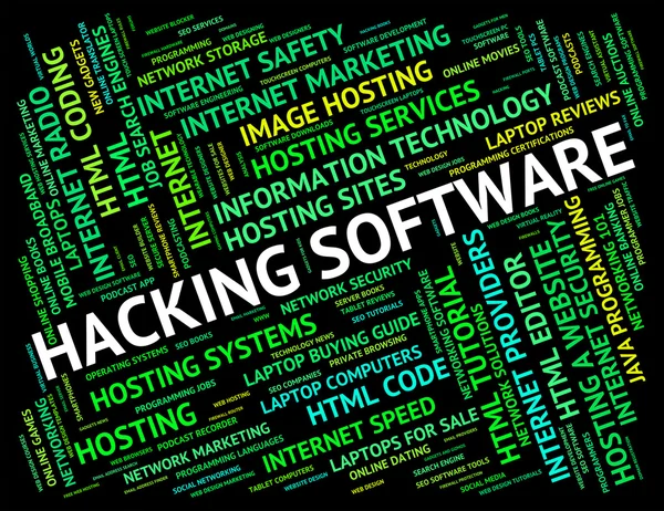 Hacking Software Shows Shareware Application And Attack — Stock Photo, Image