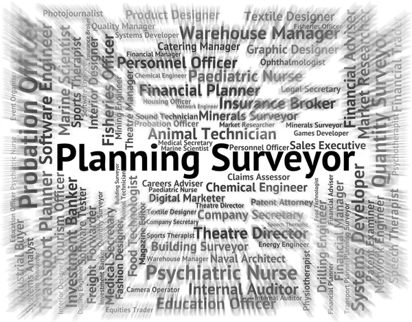 Planering Surveyor innebär rekrytering Text och undersökningar — Stockfoto