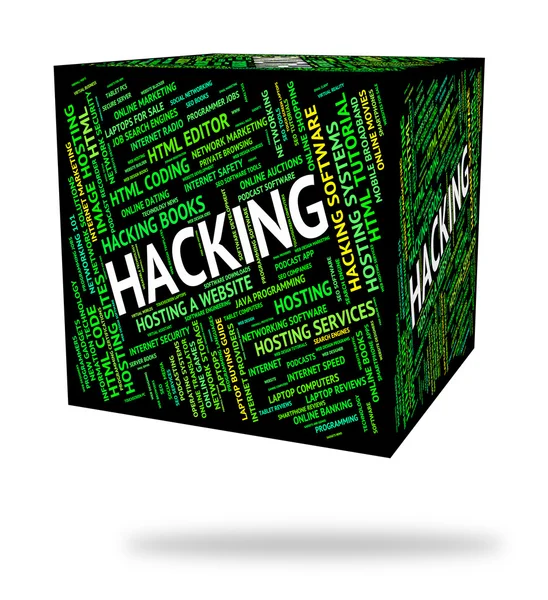 Hacking Word Means Security Theft And Hacked — Stock Photo, Image