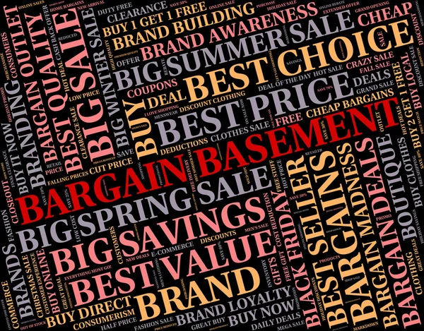 Bargain Basement toont Retail kortingen en woorden — Stockfoto