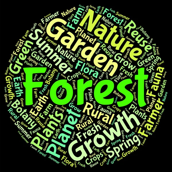 Forest Word Indica Copo Copo e Texto — Fotografia de Stock