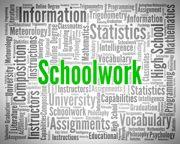 Schoolwork Word Indicates Undertaking Tasks And Exercise — Stock Photo, Image