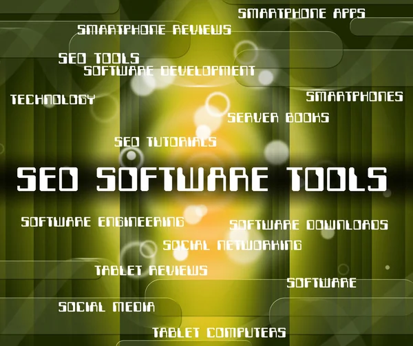 Seo Software Tools Indicates Optimizing Websites And Optimizatio — Stock Photo, Image