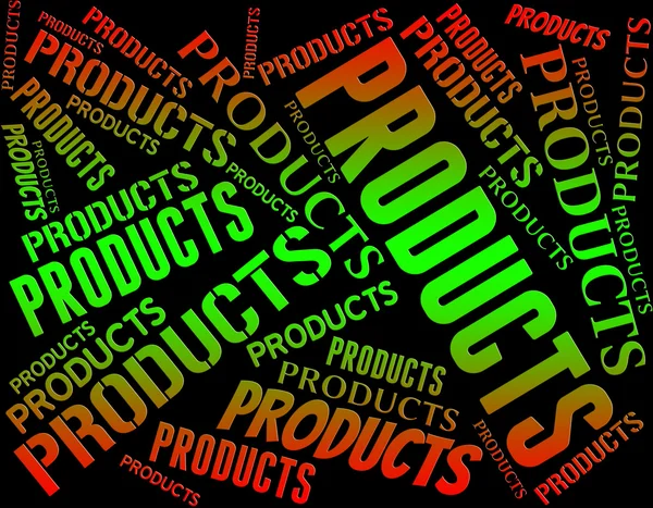 Producten woord vertegenwoordigt goederen verkopen en exporteren — Stockfoto