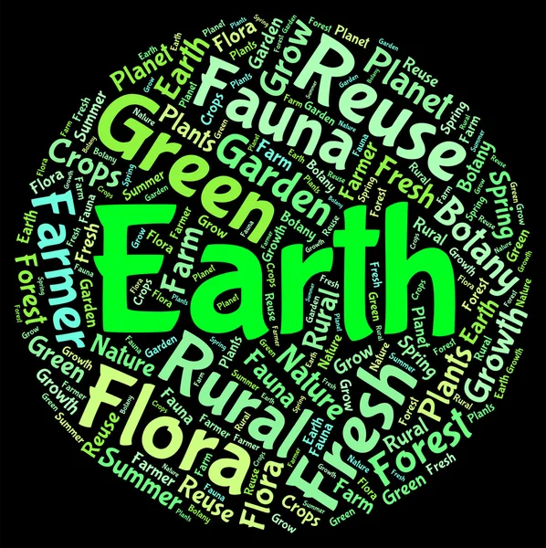 Earth Word Cloud représente Eco Friendly et Conservation — Photo