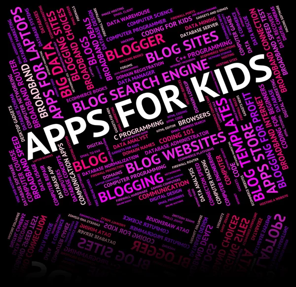 Apps For Kids Indicates Application Software And Internet — Stock Photo, Image