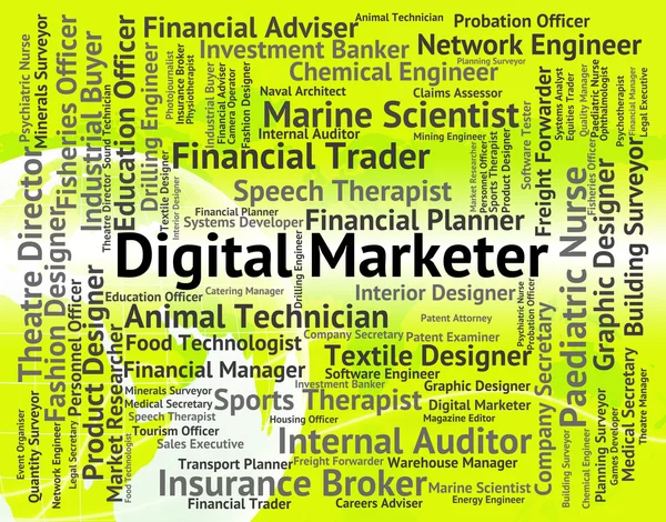 Comerciante digital representa alta Tec e anunciantes — Fotografia de Stock