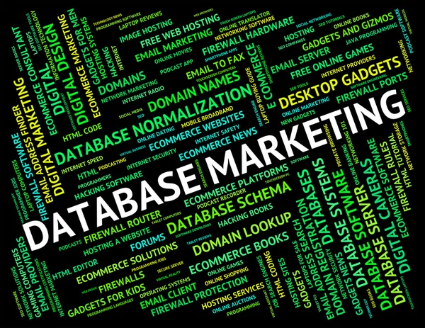 Marketing de bases de datos Indica el texto y la promoción de bases de datos —  Fotos de Stock