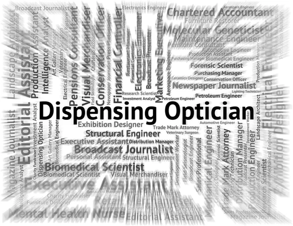 Диспенсер-оптик представляет глазного врача и карьеру — стоковое фото