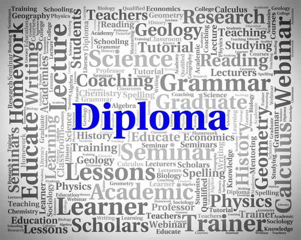 Diploma szó képviseli a mesterképzésre és a szöveg — Stock Fotó