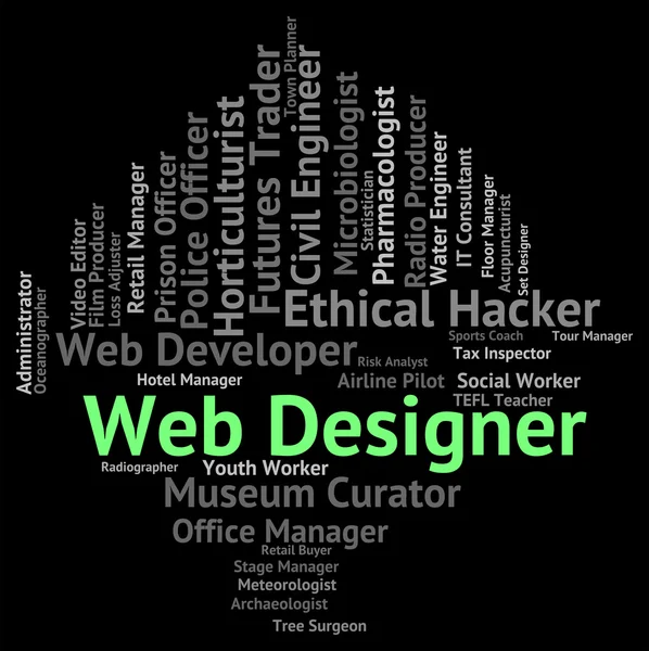 Web Designer Indicates Recruitment Www and Words — стоковое фото
