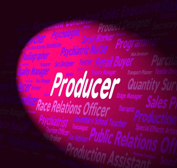 Παραγωγός εργασία σημαίνει λέξη διοργανωτής και παραγωγών — Φωτογραφία Αρχείου