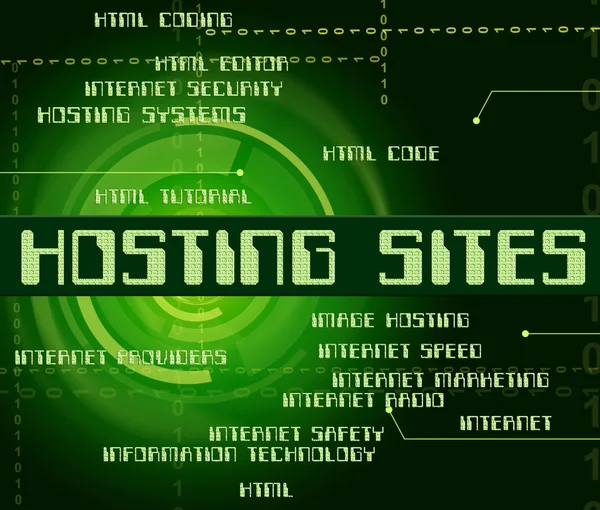 Sitios de Hosting Representa Sitios Web de Computadoras e Internet — Foto de Stock