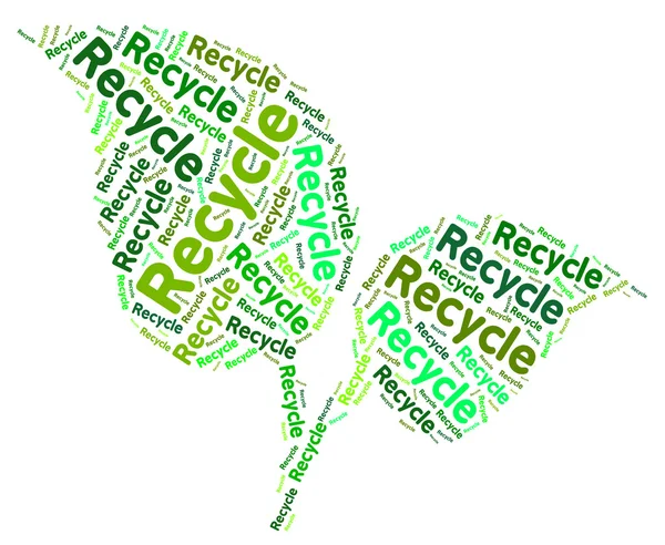 Recyklingu Word pokazuje ziemi przyjazne i recyklingu — Zdjęcie stockowe
