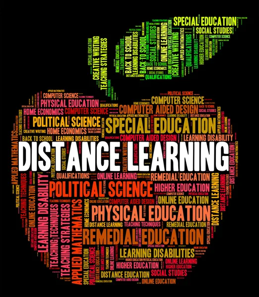 Palabras de aprendizaje a distancia indica curso de correspondencia y Deve — Foto de Stock