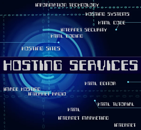 Hosting-diensten betekent Web woorden en bijstand — Stockfoto