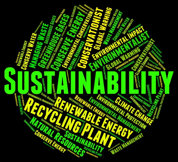 Fenntarthatóság szó azt jelzi, hogy fenntartható újrahasznosítás és Conserve — Stock Fotó