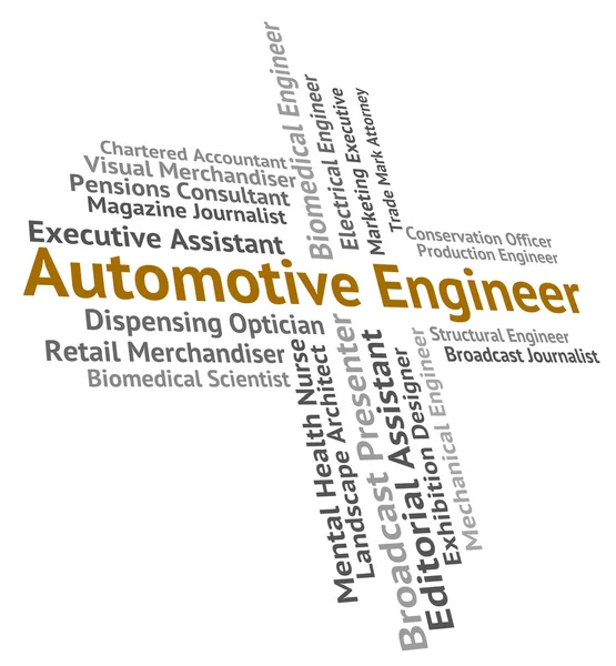 Automotive Engineer Shows Text Job And Motor — Stock Photo, Image