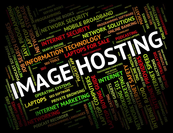 Image Hosting vertegenwoordigt foto's Webhost en Www — Stockfoto