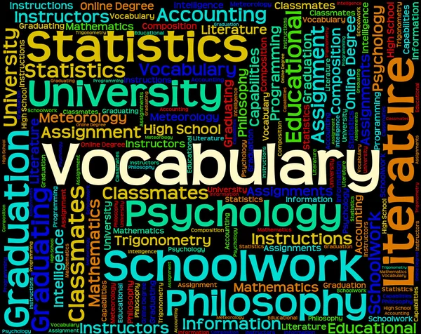 Vocabulaire Mot signifie orthographe Glossaire et texte — Photo