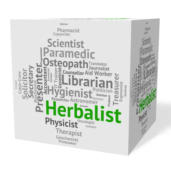 Herbalist Job Shows Herbs Work And Employee — Stock Photo, Image