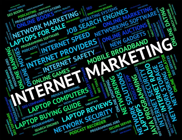 Marketing en Internet muestra World Wide Web y Publicidad —  Fotos de Stock