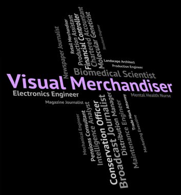 Görsel Merchandiser anlamına gelir tüccar toptancı ve kelimeler