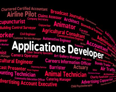 Uygulama geliştirici Program kariyer ve yazılımları gösterir