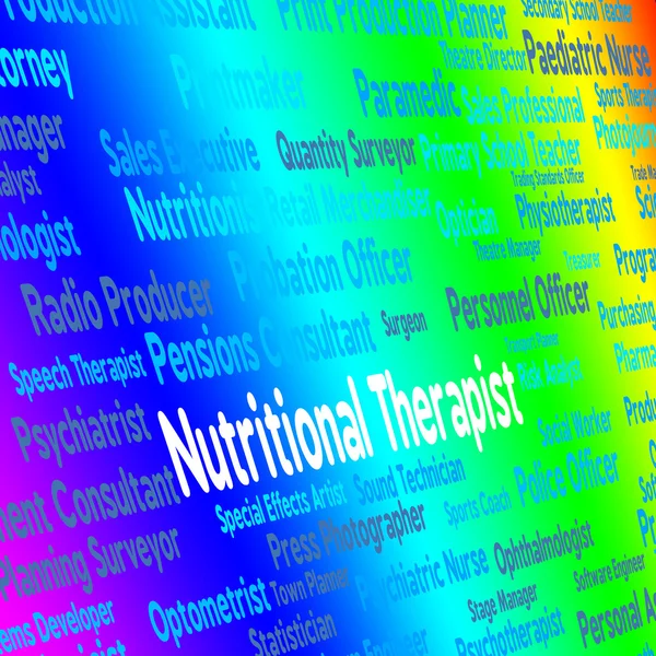 Nutritional Therapist Represents Work Nutriment And Foods — Stock Photo, Image