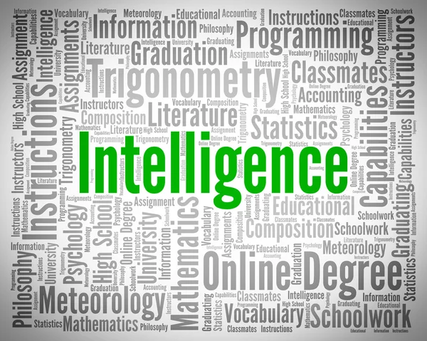 Palabra de inteligencia indica capacidad intelectual y cumen — Foto de Stock