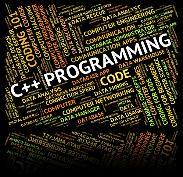 Программирование C + + представляет разработку и применение программного обеспечения — стоковое фото