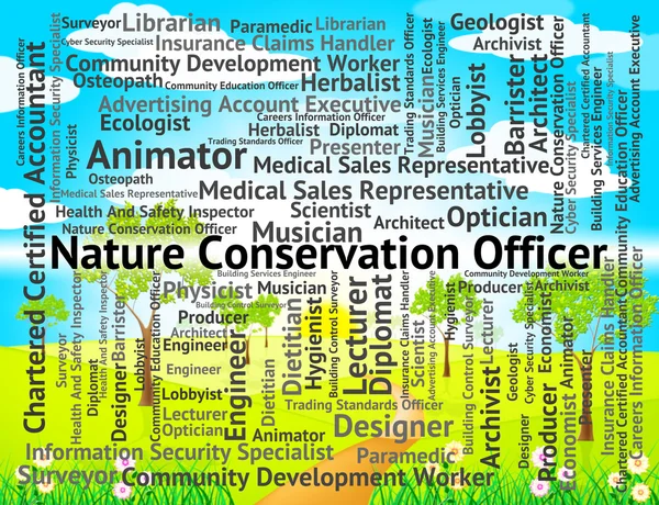 Natuur Conservation Officer geeft aan Eco vriendelijke en Administr — Stockfoto