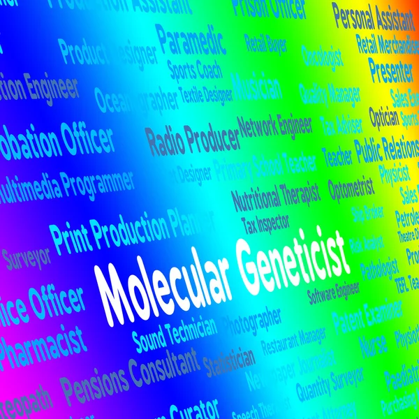 Geneticista molecular representa sub atômica e ocupação — Fotografia de Stock