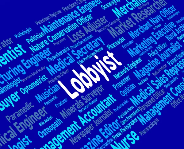 Lobbysta pracy pokazuje Lobbyies kariery i ekspertów — Zdjęcie stockowe