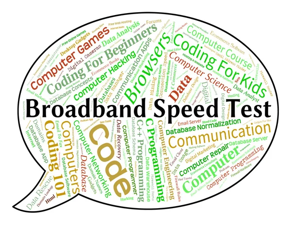 Broadband Speed Test Means World Wide Web And Assessment — Stock Photo, Image