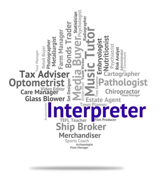 Intérprete Trabajo Indica Descifrador de Empleados y Traductores — Foto de Stock