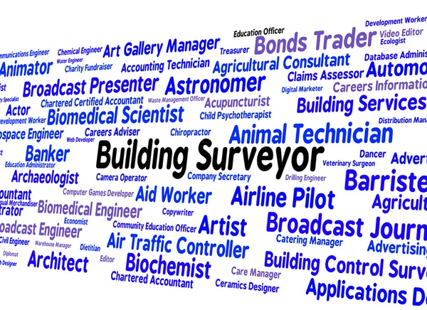 Surveyor gebouw geeft aan positie beroepen en huren — Stockfoto