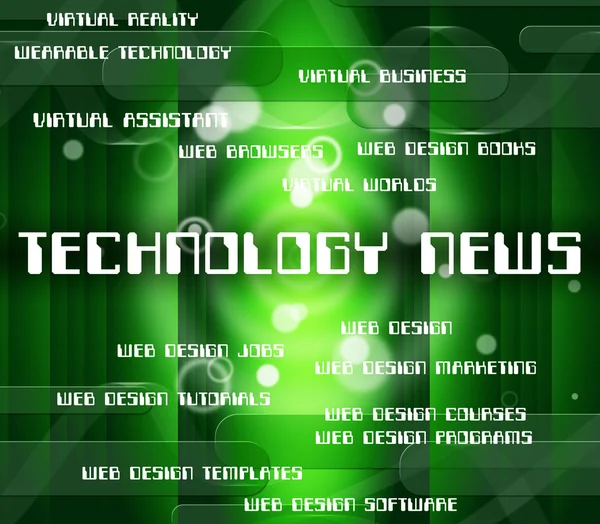 Technologie-News repräsentieren Newsletter Wort und Daten — Stockfoto