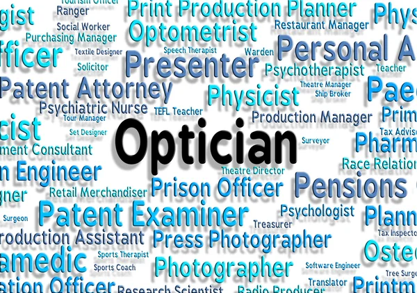 Optician Job Indica Recrutamento Olhos e Opticians — Fotografia de Stock