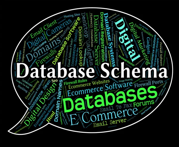 Database Schema Indicates Schematics Words And Word — Stock Photo, Image