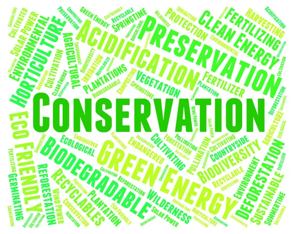 Conservation Word Indicates Earth Friendly And Conserving — Stock Photo, Image