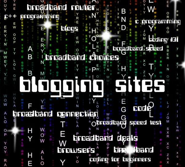 Sites de Blogging significa Weblog Online e Word — Fotografia de Stock