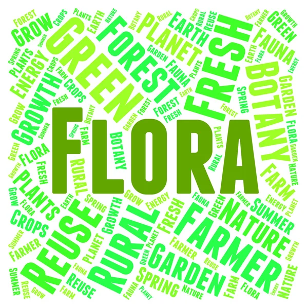 Flora woord geeft aan plantaardige levensvormen en gebieden — Stockfoto