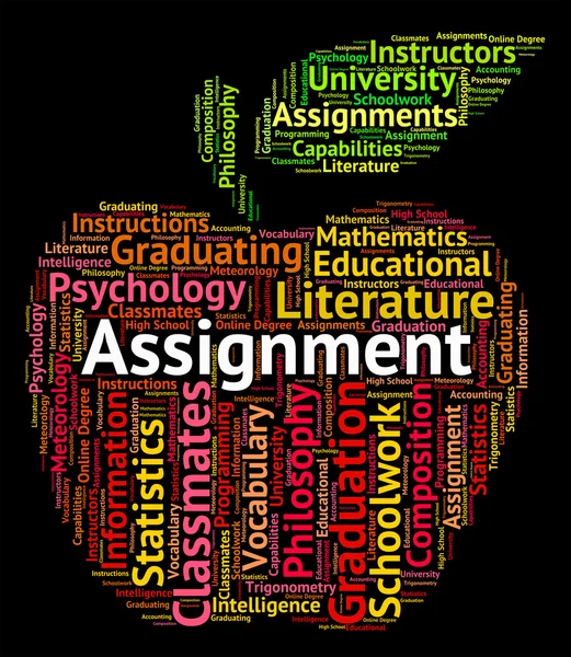 Slovo přiřazení označuje domácí práce a cvičení — Stock fotografie