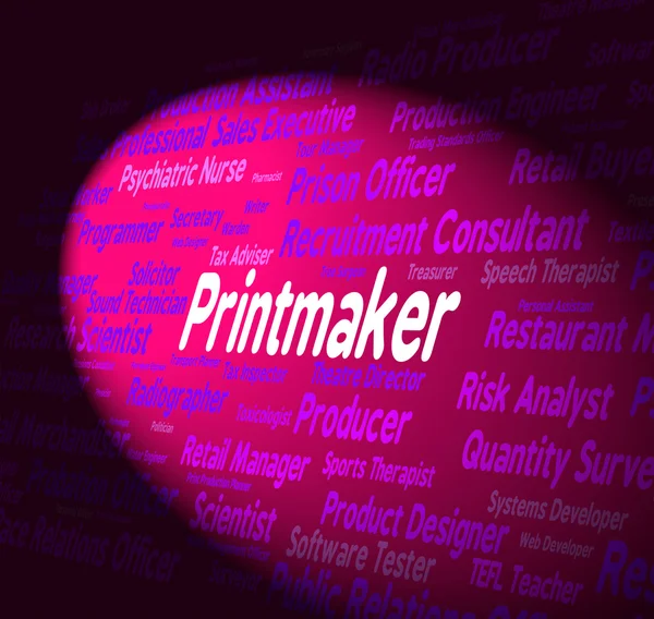 Printmaker 작업 디자이너 경력 및 위치를 나타냅니다. — 스톡 사진