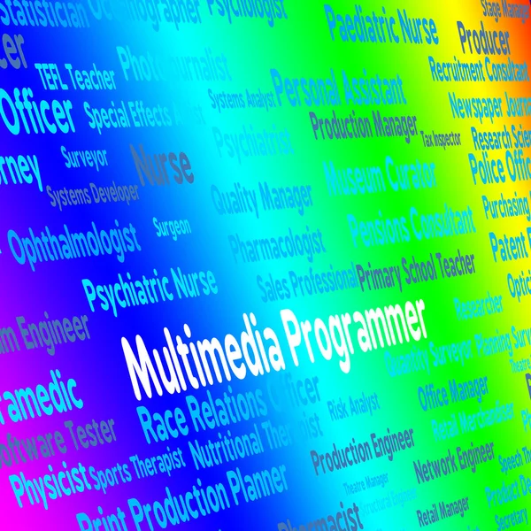 Multimedia Programmer Indicates Software Engineer And Career — Stock Photo, Image