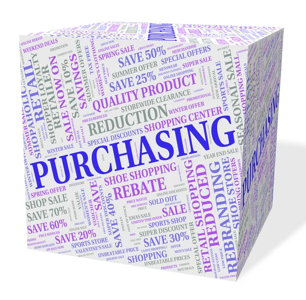 Purchasing Cube Means Client Purchase And Text — Stock Photo, Image