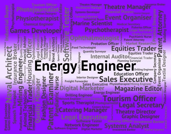 Energy Engineer Indicates Power Source And Career — Stock Photo, Image