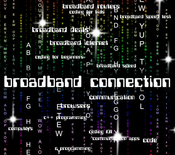 Broadband Connection Means World Wide Web And Computer — Stock Photo, Image